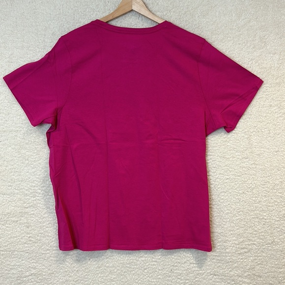 NWOT Basic Editions Womens Pink Top Tee Shirt State of Mind Short Sleeves 3X - Picture 5 of 5